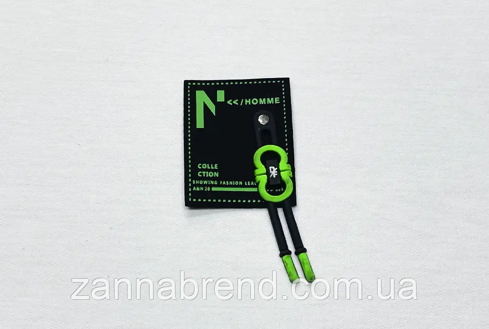 Нашивка прямокутної форми 9,0×4,5 см "Homme" колір зелений, фото 1