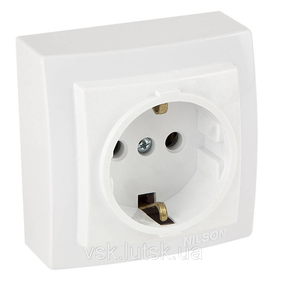 Розетка Nilson Themis біла 1-на з заземленням ( 26111017 ), фото 1
