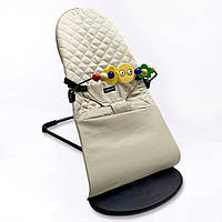 Дитячий шезлонг ( крісло-качалка) холодний-бежевий + ДУГА З ІГРАШКАМИ