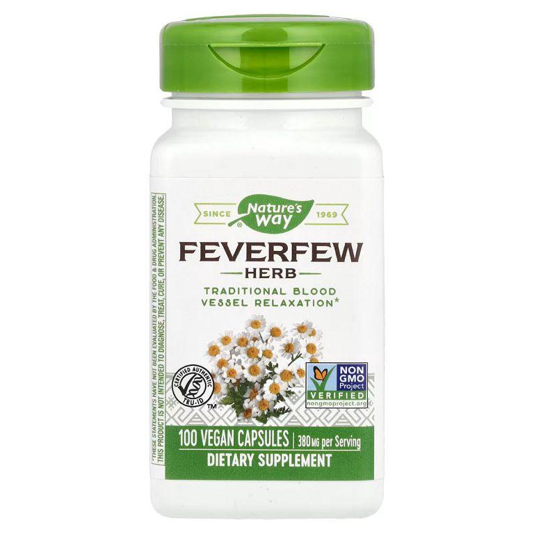 Пиретрум девичий (девичья пижма), 380 мг, Feverfew Herb, Nature's Way, 100 вегетарианских капсул