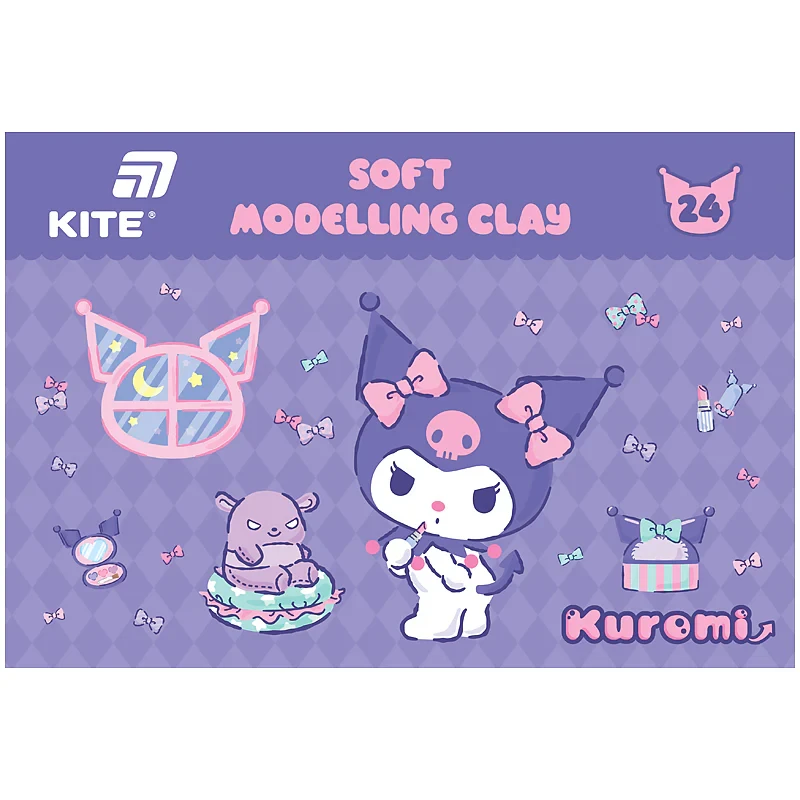 Пластилін восковий Kite Kuromi HK24-089, 24 кольори, 480 г, фото 1