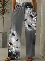 Женские брюки с цветочным принтом "Ромашка"