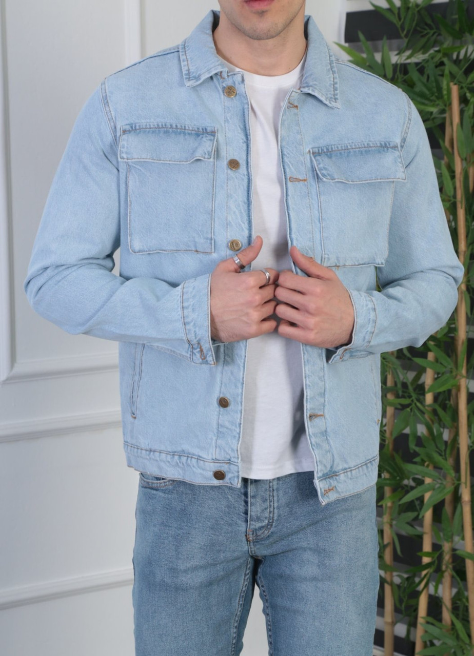 Куртка джинсова чоловіча JOHN LUCCA S-XXL арт.853, Колір Блакитний, Міжнародний розмір S, Розмір чоловічого одягу