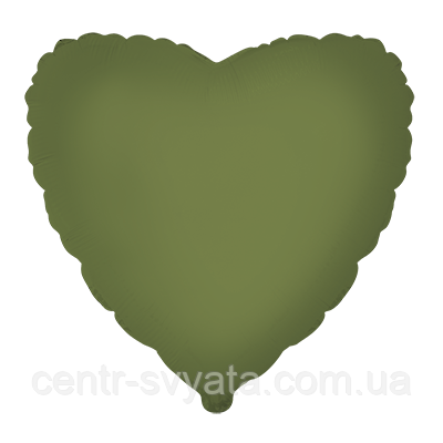 Фольгована кулька Flexmetal 18"(45 см) Серце Matte Olive Green | Оливково-зелене