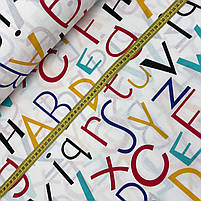 Турецька бавовняна тканина ранфорс "Літери різнобарвні" 240 см, фото 2