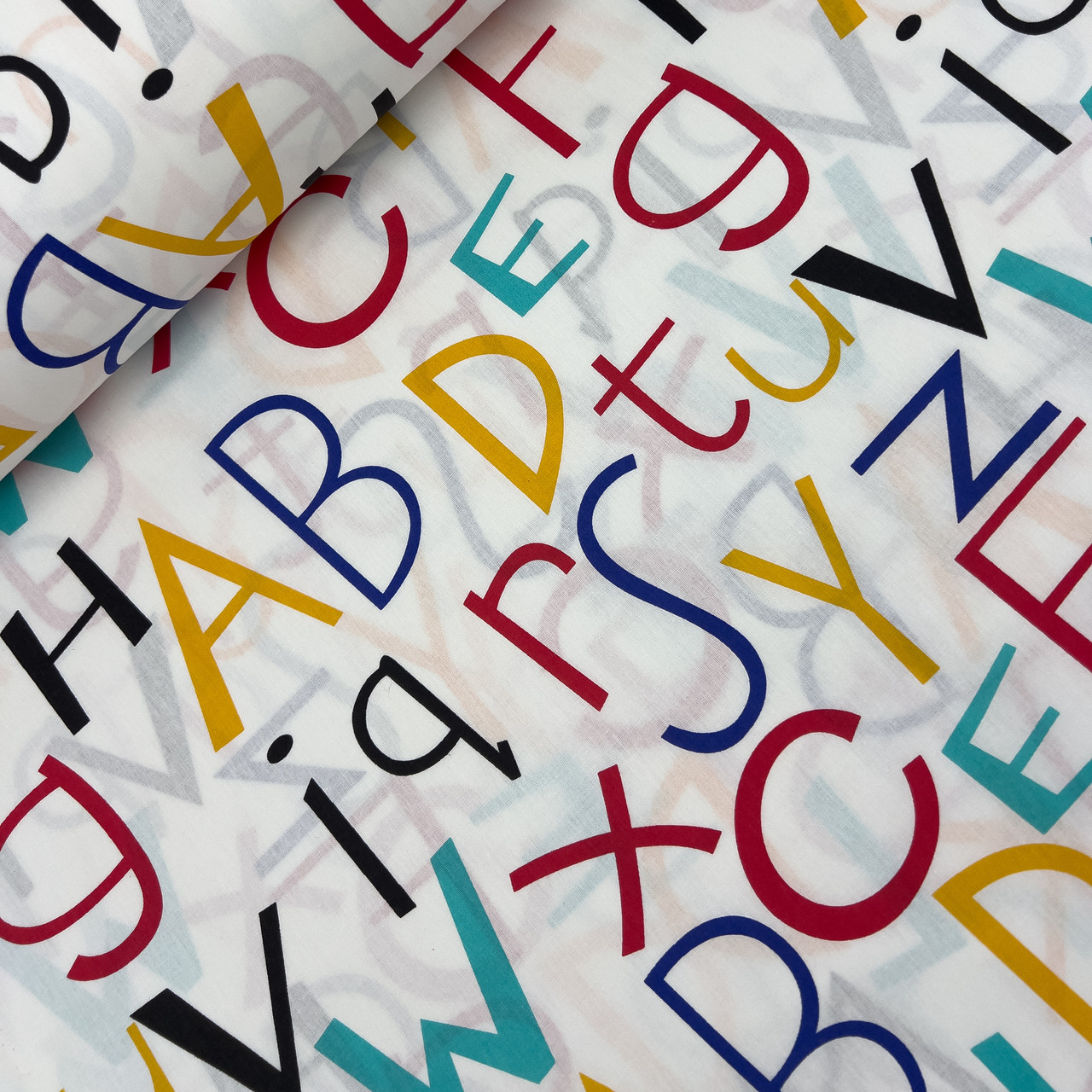 Турецька бавовняна тканина ранфорс "Літери різнобарвні" 240 см, фото 1