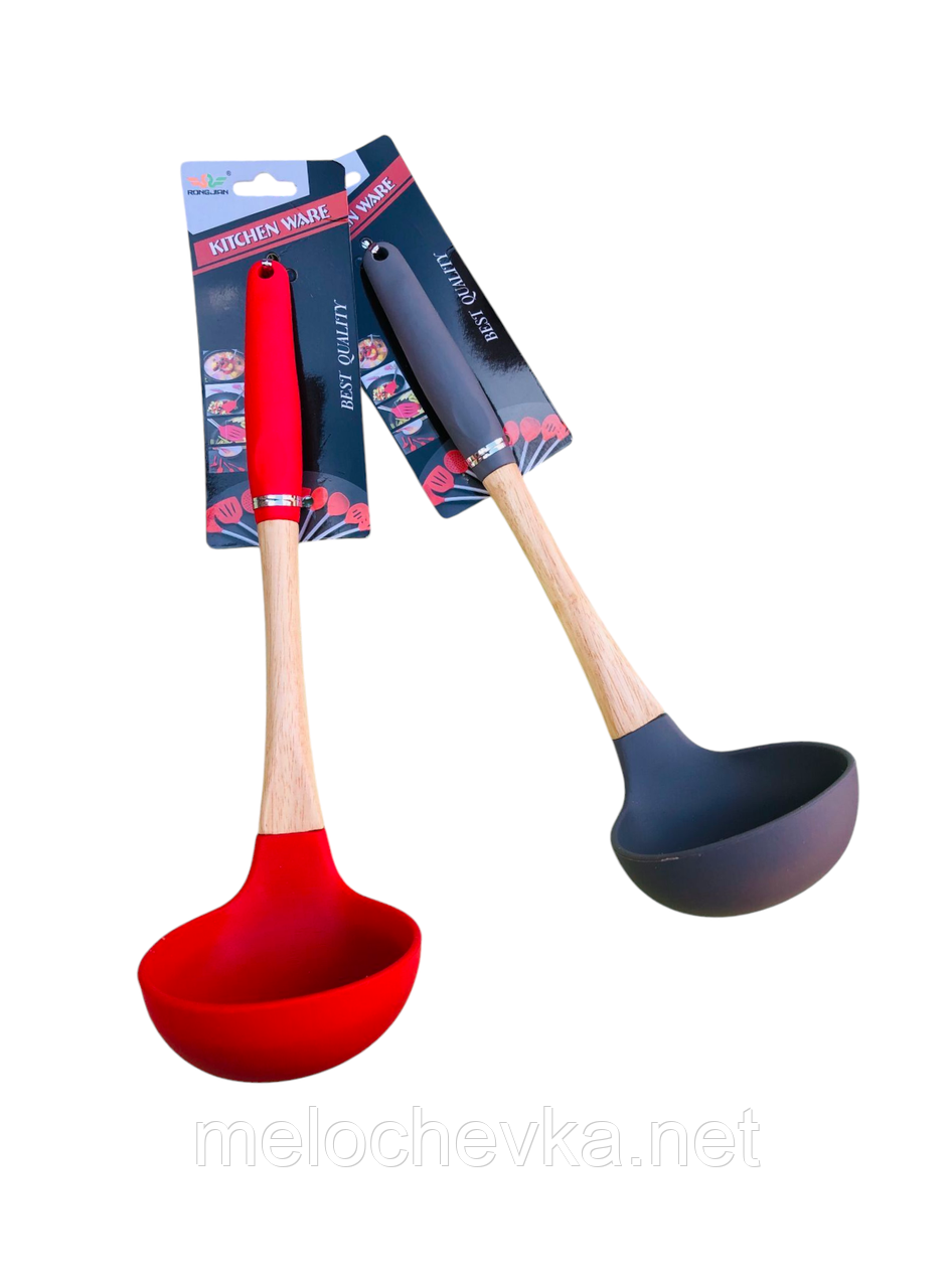 Ополоник силіконовий із дерев'яною ручкою 29*8 см