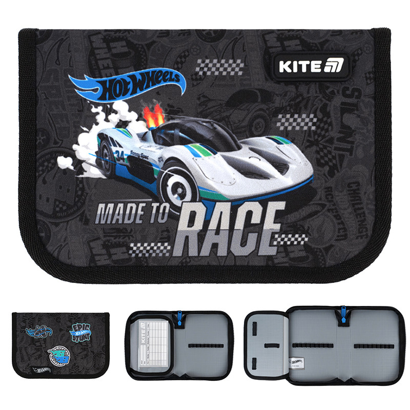 Пенал без наповнення Kite Hot Wheels HW25-621, 1 відділення, 1 відворот, фото 1