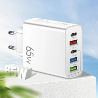 Зарядний пристрій model: SL-168 white (2 USB Type-C + 3 USB Type-A)