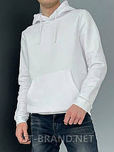 2XL (54), 3XL (56). Демісезонна чоловіча кофта - худі з капюшоном, з якісного і натурального трикотажу середньої щільності - біла, фото 3