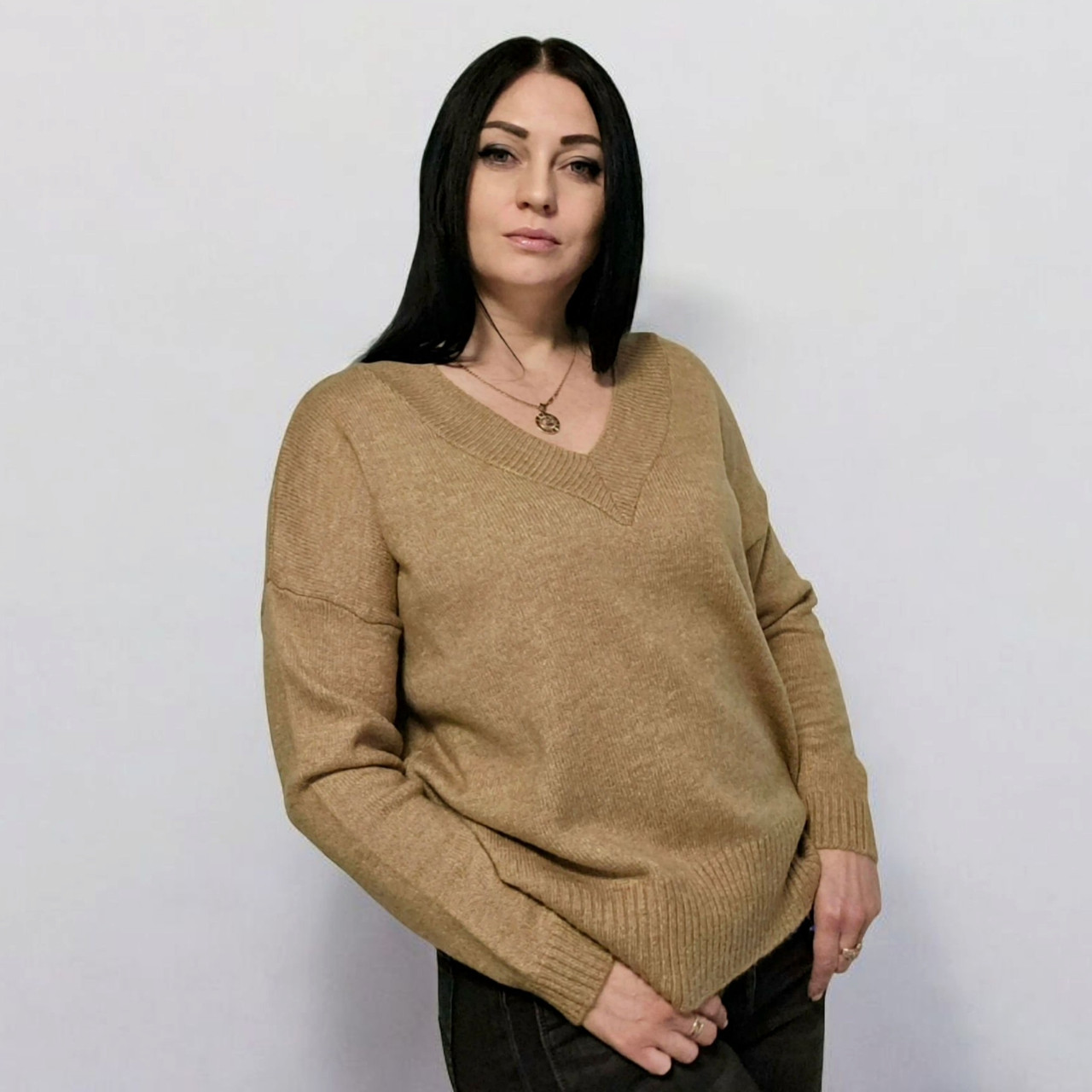 Светр вільного крою жіночий бежевий. One Size