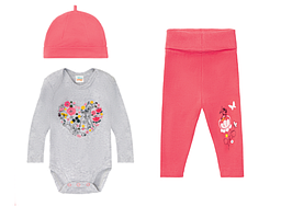 Дитячий комплект для дівчинки, боді, штанці, шапочка Disney Baby