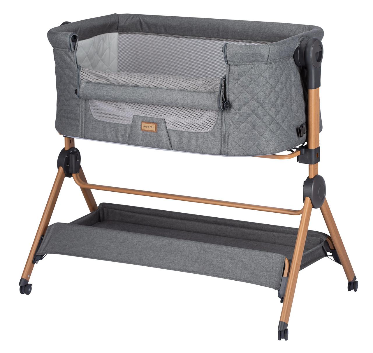 Приліжкове ліжечко та стільчик для дитини Nest & Feed 2 в 1 FreeON, grey, фото 1