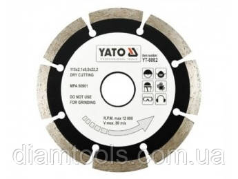 Диск алмазний по бетону Yato 115x22.2x2.1мм (YT-6002)