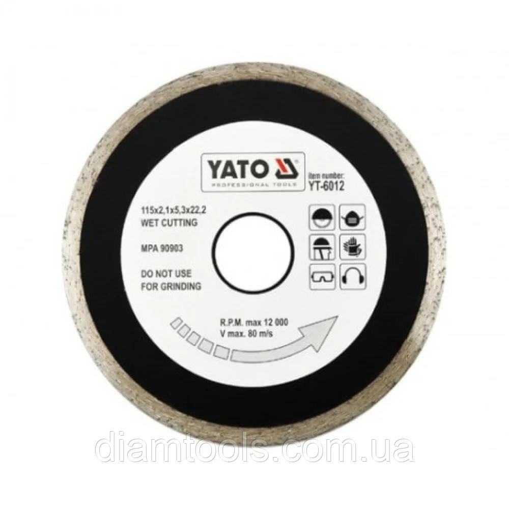 Диск алмазний по кераміці Yato 115x22.2x2.1мм (YT-6012)