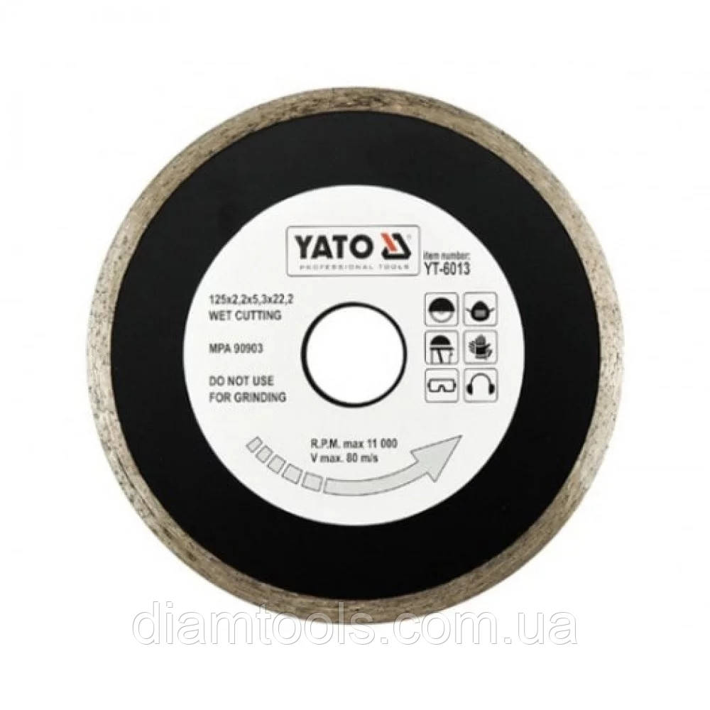 Диск алмазний по кераміці Yato 125x22.2x2.2мм (YT-6013)