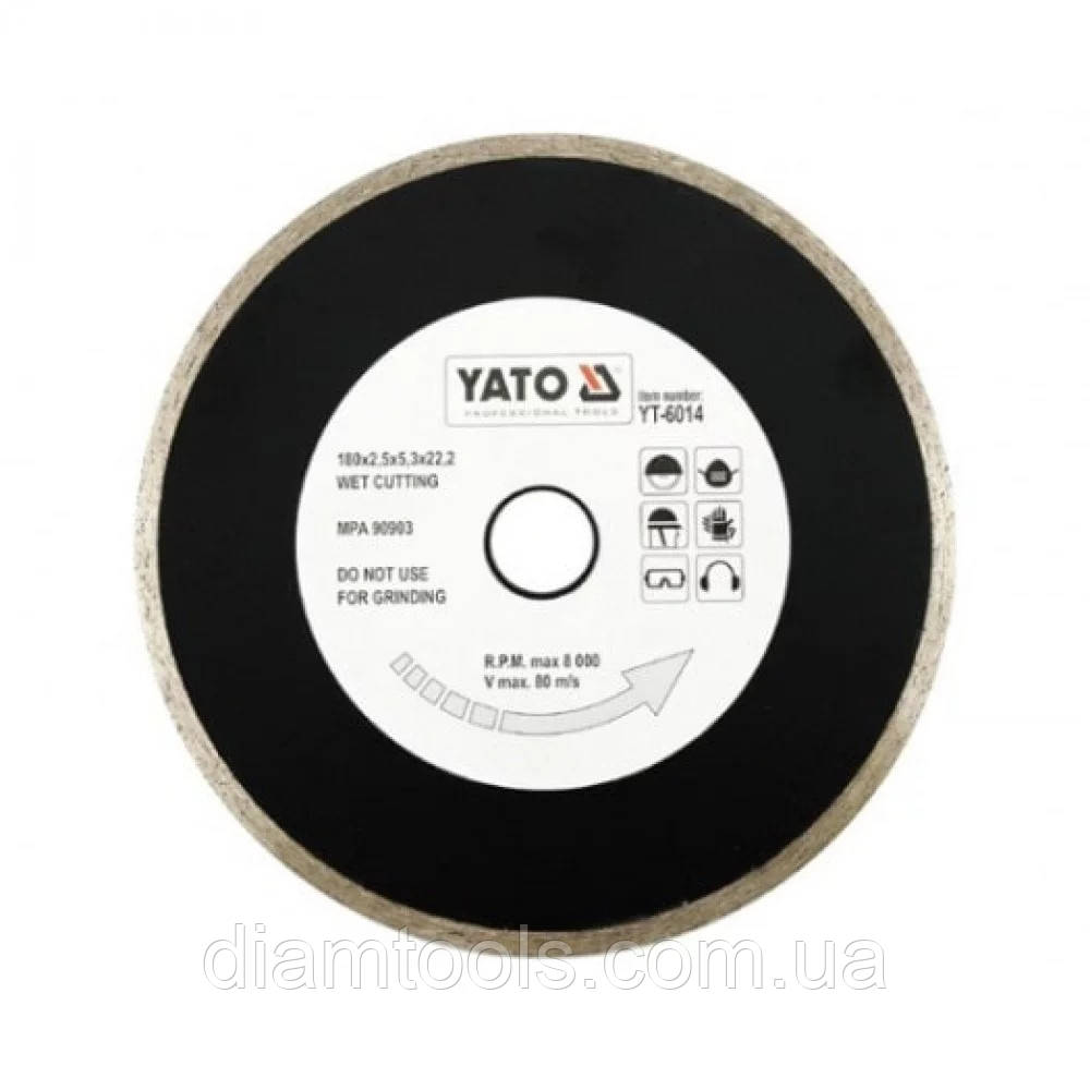Диск алмазний по кераміці Yato 180x22.2x2.5мм (YT-6014)