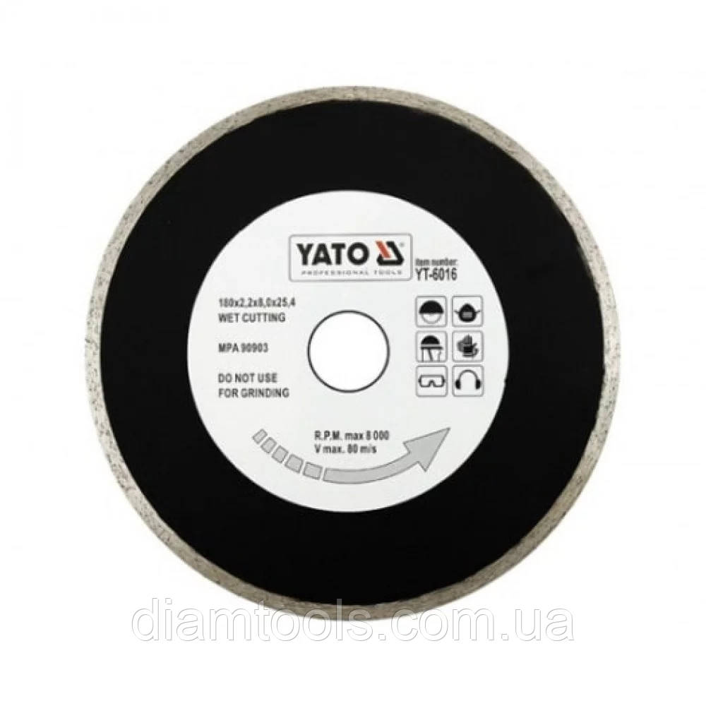 Диск алмазний по кераміці Yato 180x25.4x2.2мм (YT-6016)