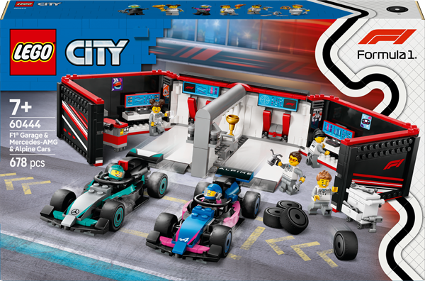 Конструктор LEGO City Гараж F1 і автомобілі Mercedes-AMG і Alpine 678 деталей (60444)