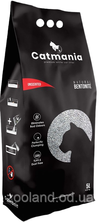 Catmania Unscented Комкуваний наповнювач без запаху, 5 л