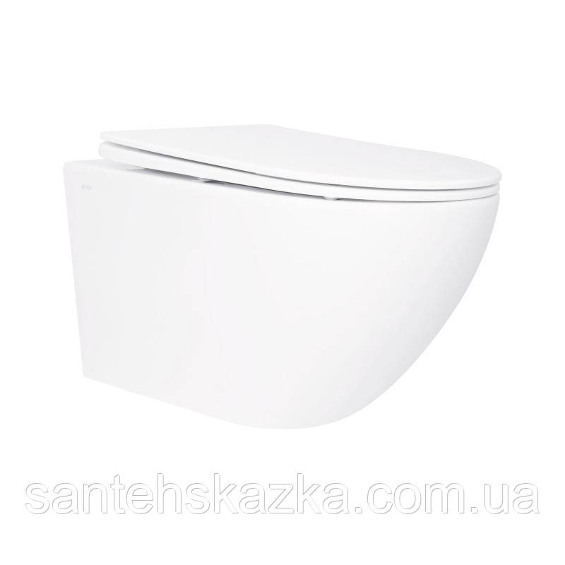 Унітаз підвісний Qtap Jay безобідковий із сидінням Soft-close QT07335176W, фото 1