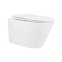 Унітаз підвісний Qtap Swan безобідковий із сидінням Soft-close QT16335178W