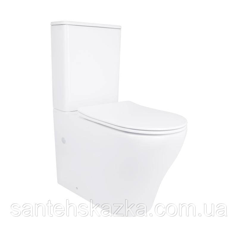Унітаз підлоговий Qtap Virgo Ultra Quiet безобідковий із сидінням Soft-Close WHITE QT18226092AW, фото 1