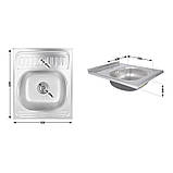 Кухонна мийка Lidz 6050 0,6 мм Satin (LIDZ605006SAT), фото 2