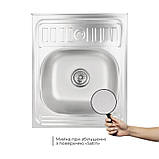 Кухонна мийка Lidz 6050 0,6 мм Satin (LIDZ605006SAT), фото 3