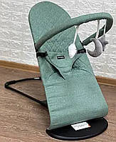 Дитячий шезлонг ( крісло-качалка) оливковий МЕЛАНЖ + ДУГА З ІГРАШКАМИ