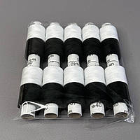 Набір чорно -білих нитків 40/2 100% поліестер 200м