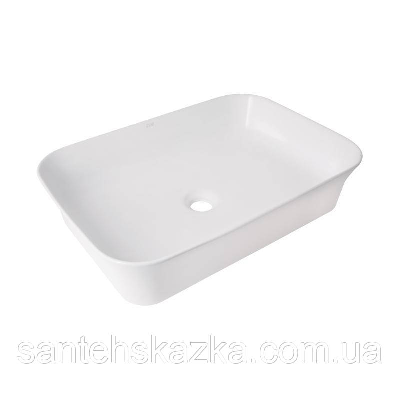 Раковина накладна Qtap Virgo N прямокутна без донного клапана WHITE QT18116308W, фото 1