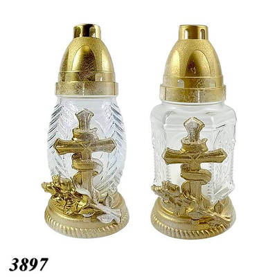 Свічка лампадка Хрест прозора d 8.5 см h 18 см (12шт)