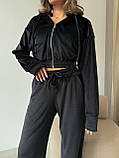Жіночий велюровий спортивний костюм з кофтою на блискавці, фото 10