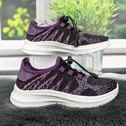 Кросівки жіночі Dago чорні з фіолетовим текстильні весняно-літні 2775, фото 1