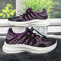 Кросівки жіночі Dago чорні з фіолетовим текстильні весняно-літні 2775, фото 2