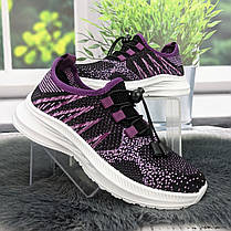 Кросівки жіночі Dago чорні з фіолетовим текстильні весняно-літні 2775, фото 3