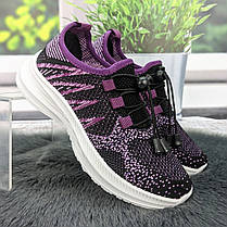Кросівки жіночі Dago чорні з фіолетовим текстильні весняно-літні 2775, фото 4