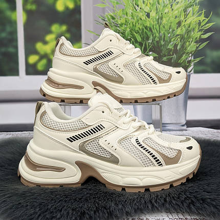 Кросівки жіночі Fashion бежеві еко-шкіра з сіткою 4784, фото 1