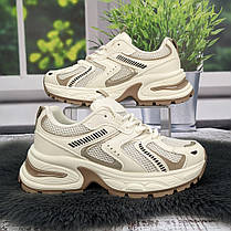 Кросівки жіночі Fashion бежеві еко-шкіра з сіткою 4784, фото 2