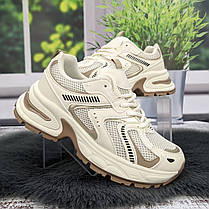 Кросівки жіночі Fashion бежеві еко-шкіра з сіткою 4784, фото 3