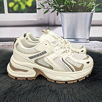 Кросівки жіночі Fashion бежеві еко-шкіра з сіткою 4784, фото 4