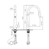 Змішувач для кухні Qtap Evicka 9135103UB з висувним виливом, фото 2