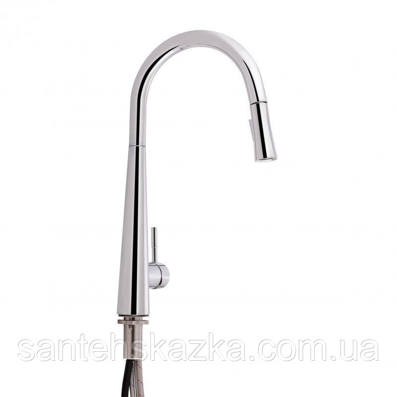 Змішувач для кухні Qtap Evicka 9135103UC з висувним виливом, фото 1