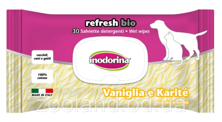 230.0050.006 Inodorina Refresh Bio Vaniglia e Karite для котів і собак, 30 шт.