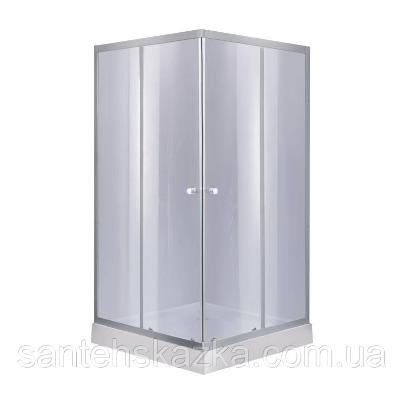 Набор Lidz душевая кабина Wawel SC90x90.SAT.LOW.GR, стекло тонированное 4 мм + поддон Mazur, фото 1