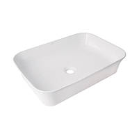 Раковина накладна Qtap Virgo N прямокутна без донного клапана WHITE QT18116308W