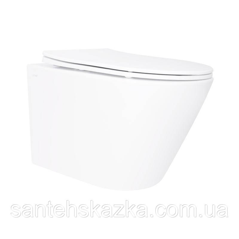 Унітаз підвісний Qtap Swan безобідковий Ultra Quiet із сидінням Soft-close QT16335179W, фото 1