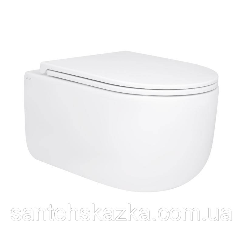 Унітаз підвісний Qtap Taurus безобідковий із сидінням Soft-close QT2433084EUQW, фото 1