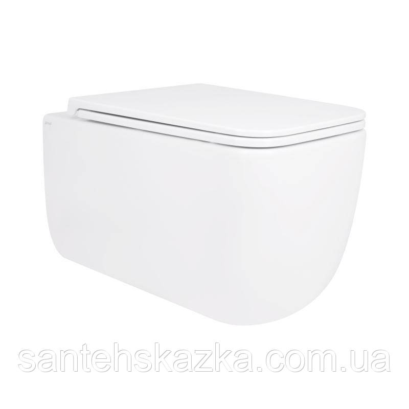 Унітаз підвісний Qtap Gemini безобідковий із сидінням Soft-close QT2533076EUQW, фото 1